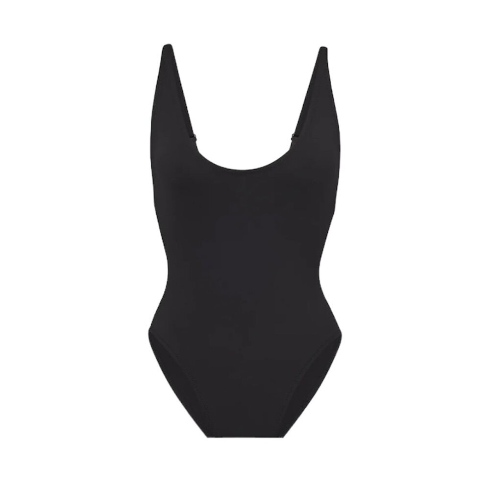 SKIMS Black Recycled Swim Scoop Neck Onepiece (NWT)